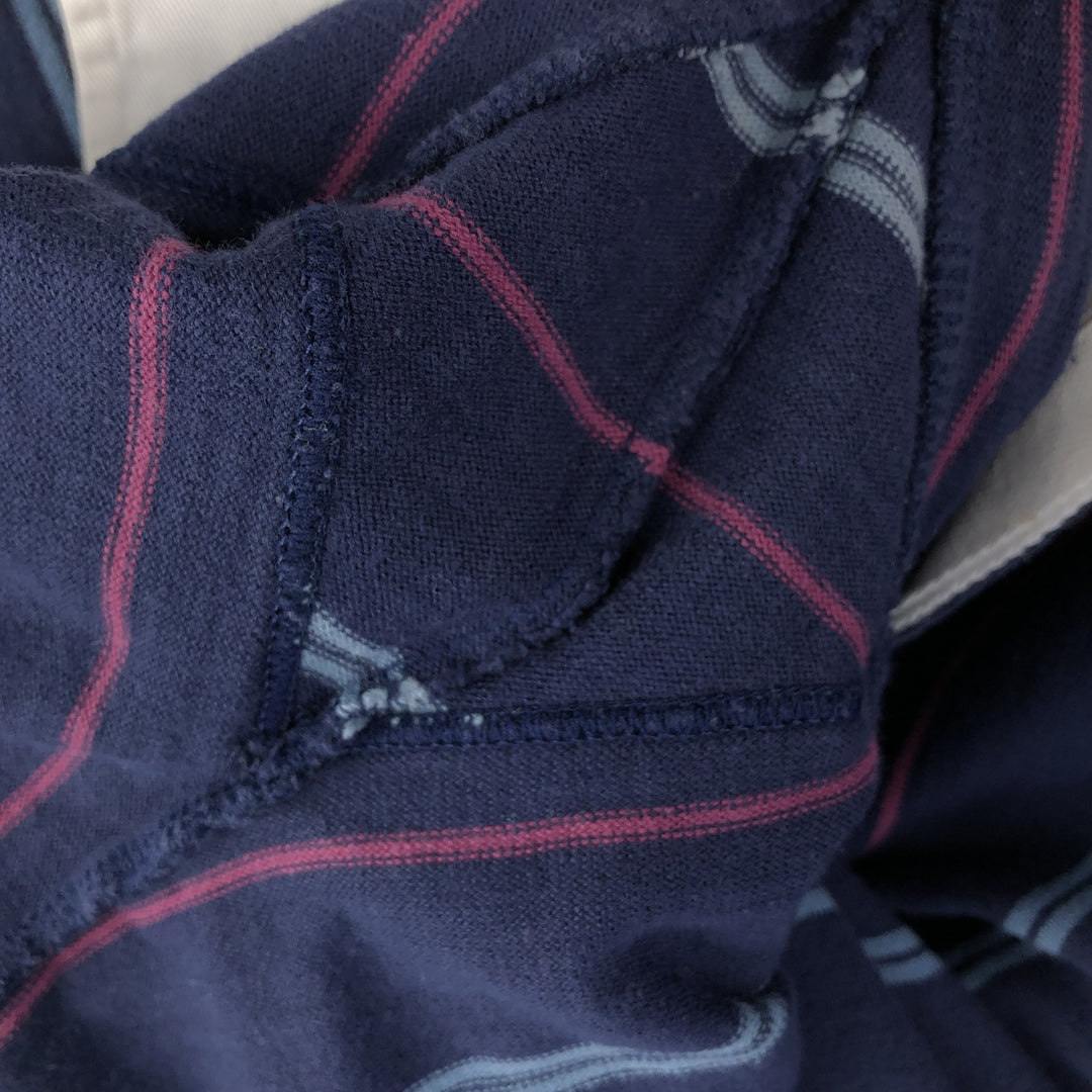 Eddie Bauer Stripe Pattern Long Sleeve Rugby Shirt, Men's XL cotton navy blue type Vintage Second Hand