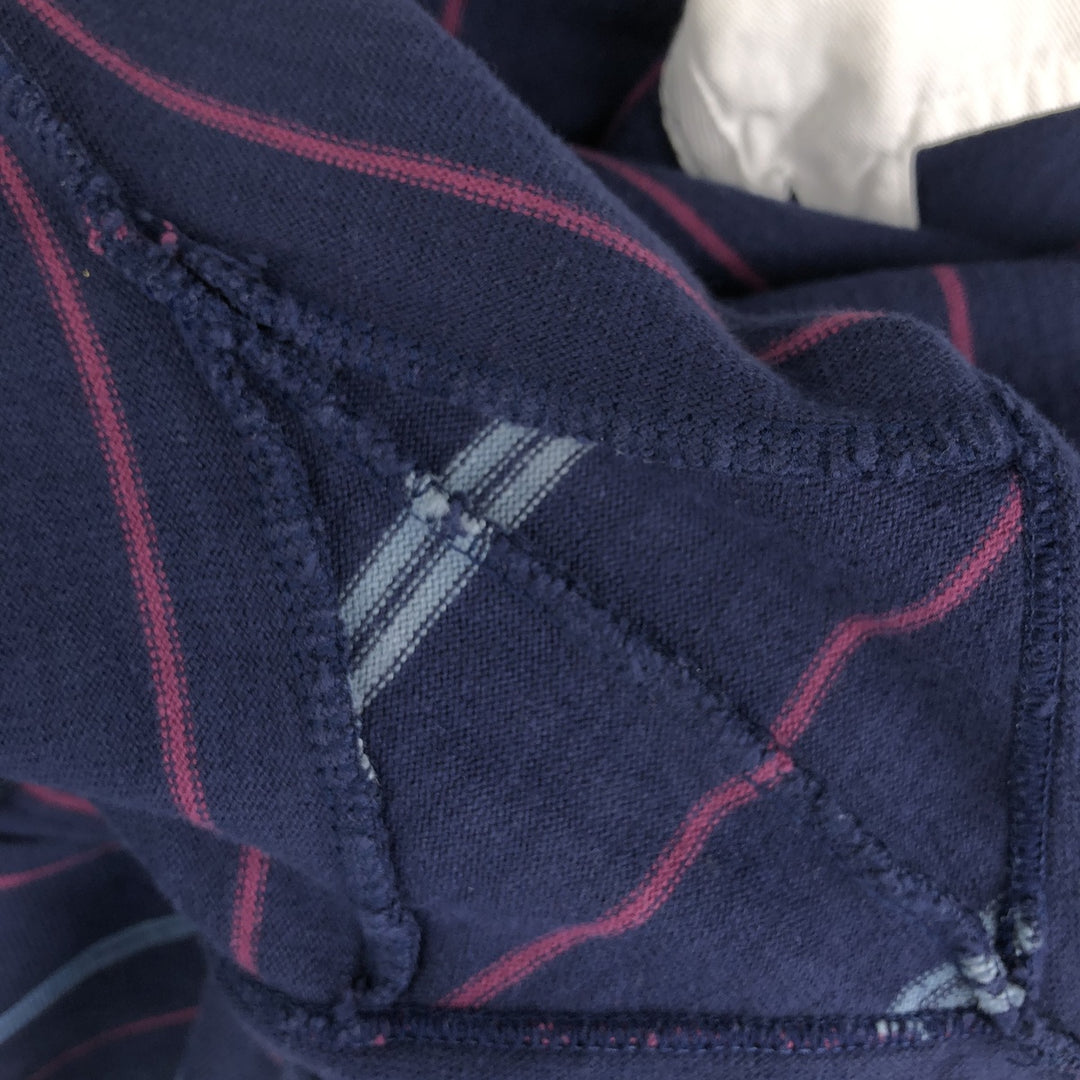 Eddie Bauer Stripe Pattern Long Sleeve Rugby Shirt, Men's XL cotton navy blue type Vintage Second Hand