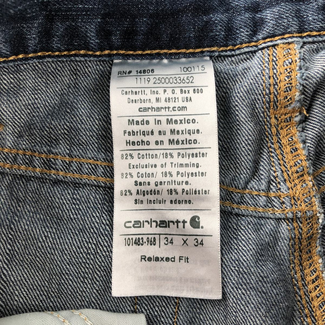 Carhartt Relaxed Fit Tapered Denim Pants for Men, W34 equivalent cotton blue type Vintage Second Hand