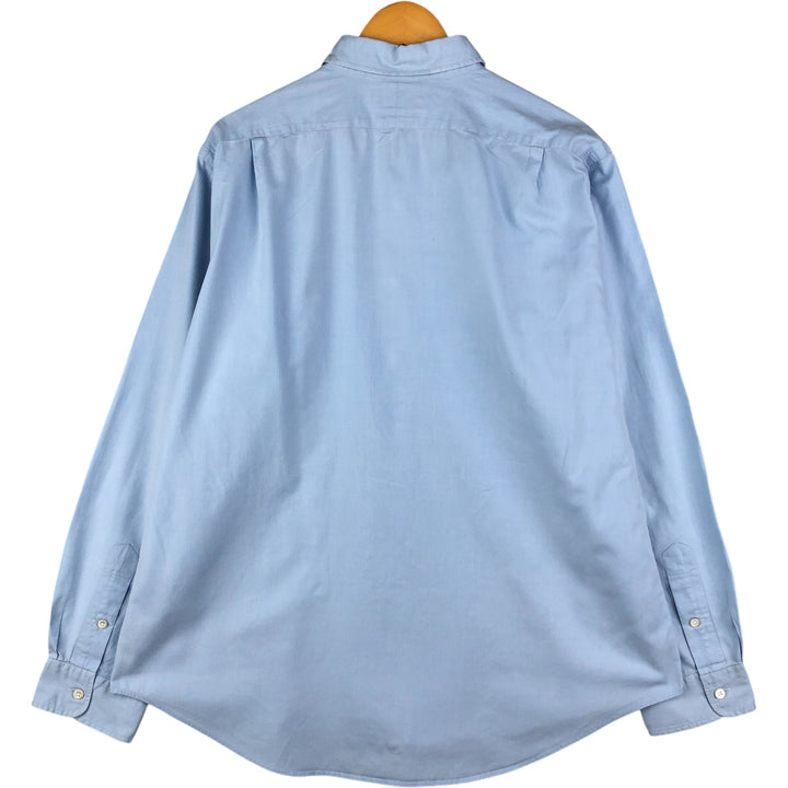 Ralph Lauren STANTON CUSTOM FIT wide collar herringbone long sleeve cotton shirt, men's XL cotton Blue type light blue Vintage Second Hand