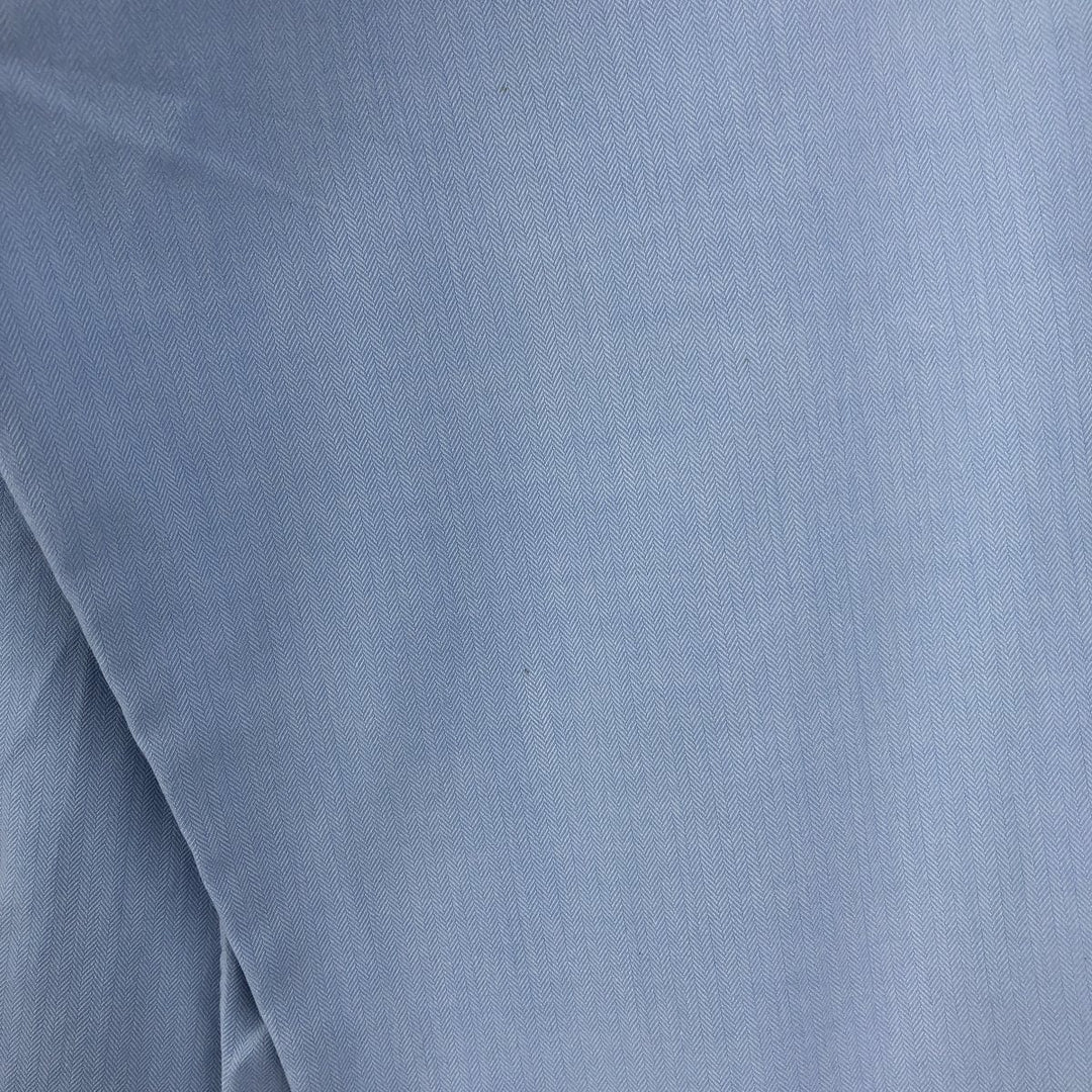 Ralph Lauren STANTON CUSTOM FIT wide collar herringbone long sleeve cotton shirt, men's XL cotton Blue type light blue Vintage Second Hand