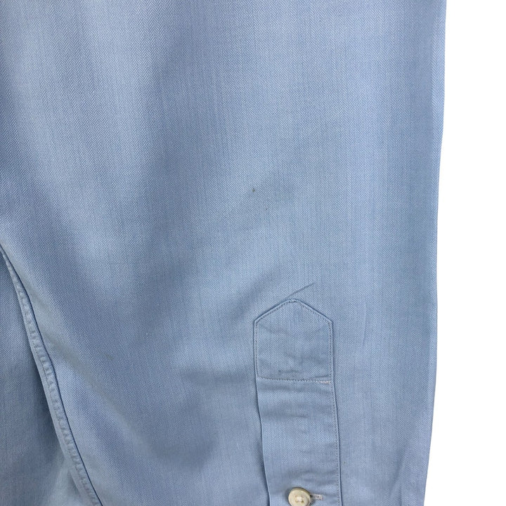 Ralph Lauren STANTON CUSTOM FIT wide collar herringbone long sleeve cotton shirt, men's XL cotton Blue type light blue Vintage Second Hand