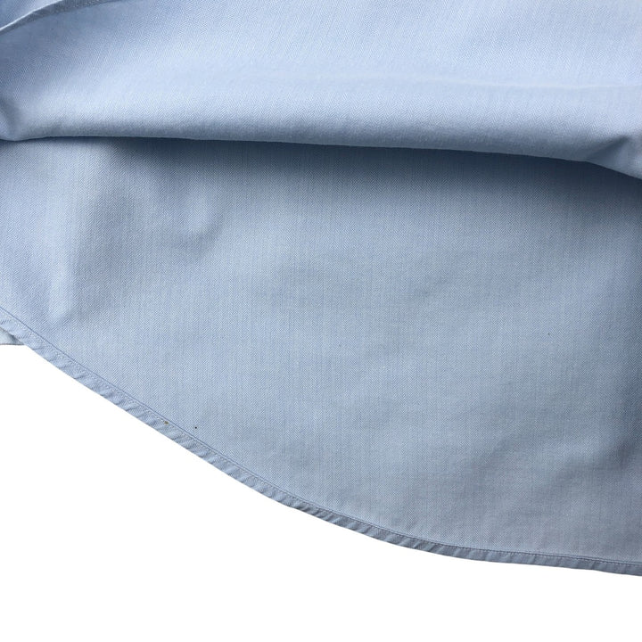 Ralph Lauren STANTON CUSTOM FIT wide collar herringbone long sleeve cotton shirt, men's XL cotton Blue type light blue Vintage Second Hand