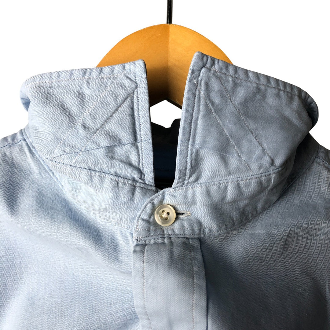 Ralph Lauren STANTON CUSTOM FIT wide collar herringbone long sleeve cotton shirt, men's XL cotton Blue type light blue Vintage Second Hand