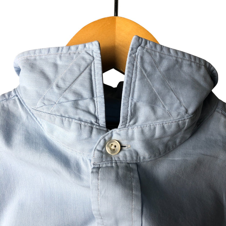 Ralph Lauren STANTON CUSTOM FIT wide collar herringbone long sleeve cotton shirt, men's XL cotton Blue type light blue Vintage Second Hand