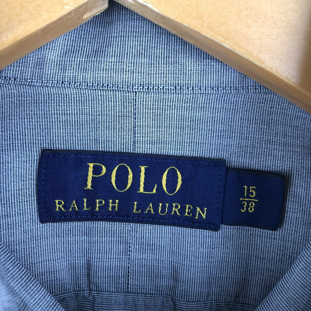Ralph Lauren POLO RALPH LAUREN wide collar long sleeve cotton shirt, men's size M cotton gray type Vintage Second Hand