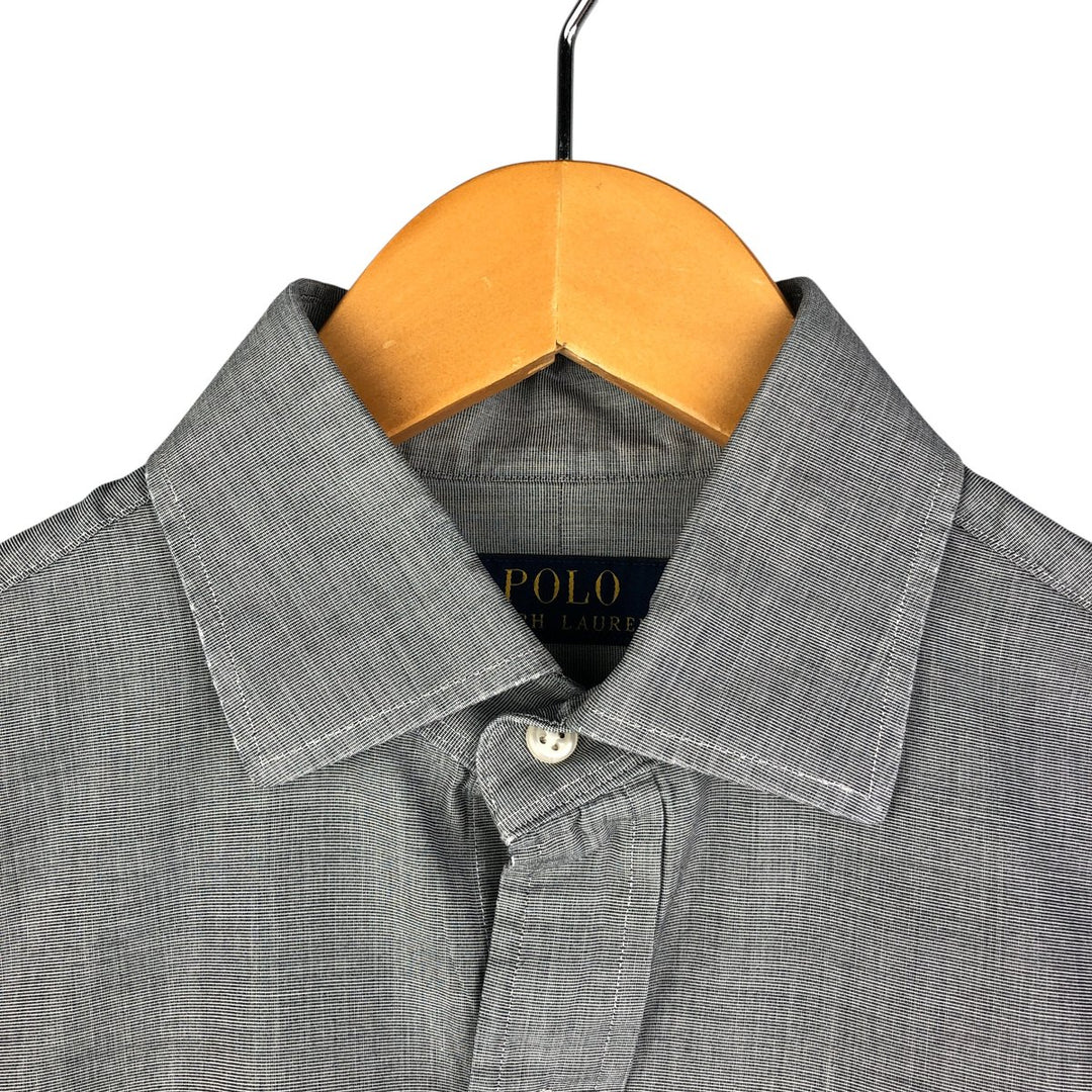 Ralph Lauren POLO RALPH LAUREN wide collar long sleeve cotton shirt, men's size M cotton gray type Vintage Second Hand