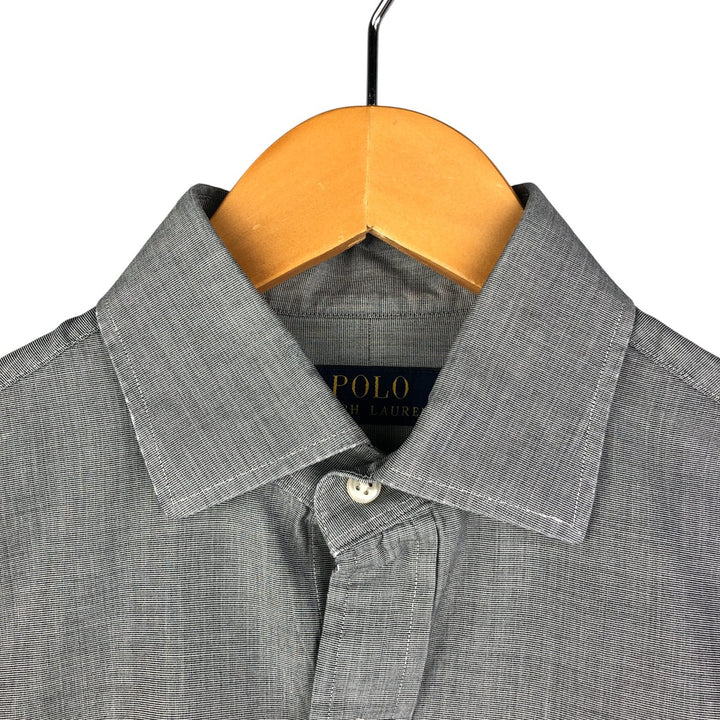 Ralph Lauren POLO RALPH LAUREN wide collar long sleeve cotton shirt, men's size M cotton gray type Vintage Second Hand