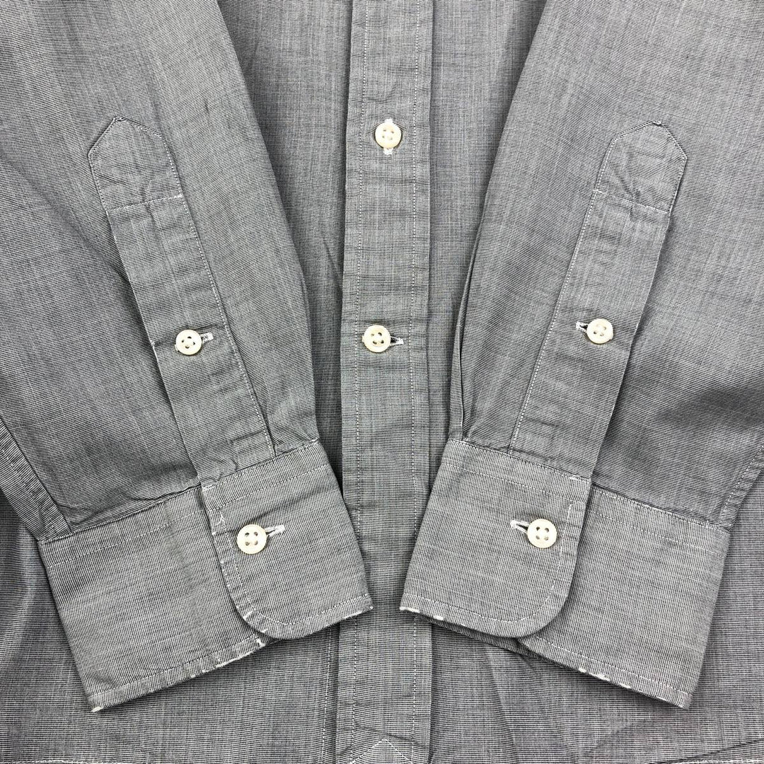 Ralph Lauren POLO RALPH LAUREN wide collar long sleeve cotton shirt, men's size M cotton gray type Vintage Second Hand