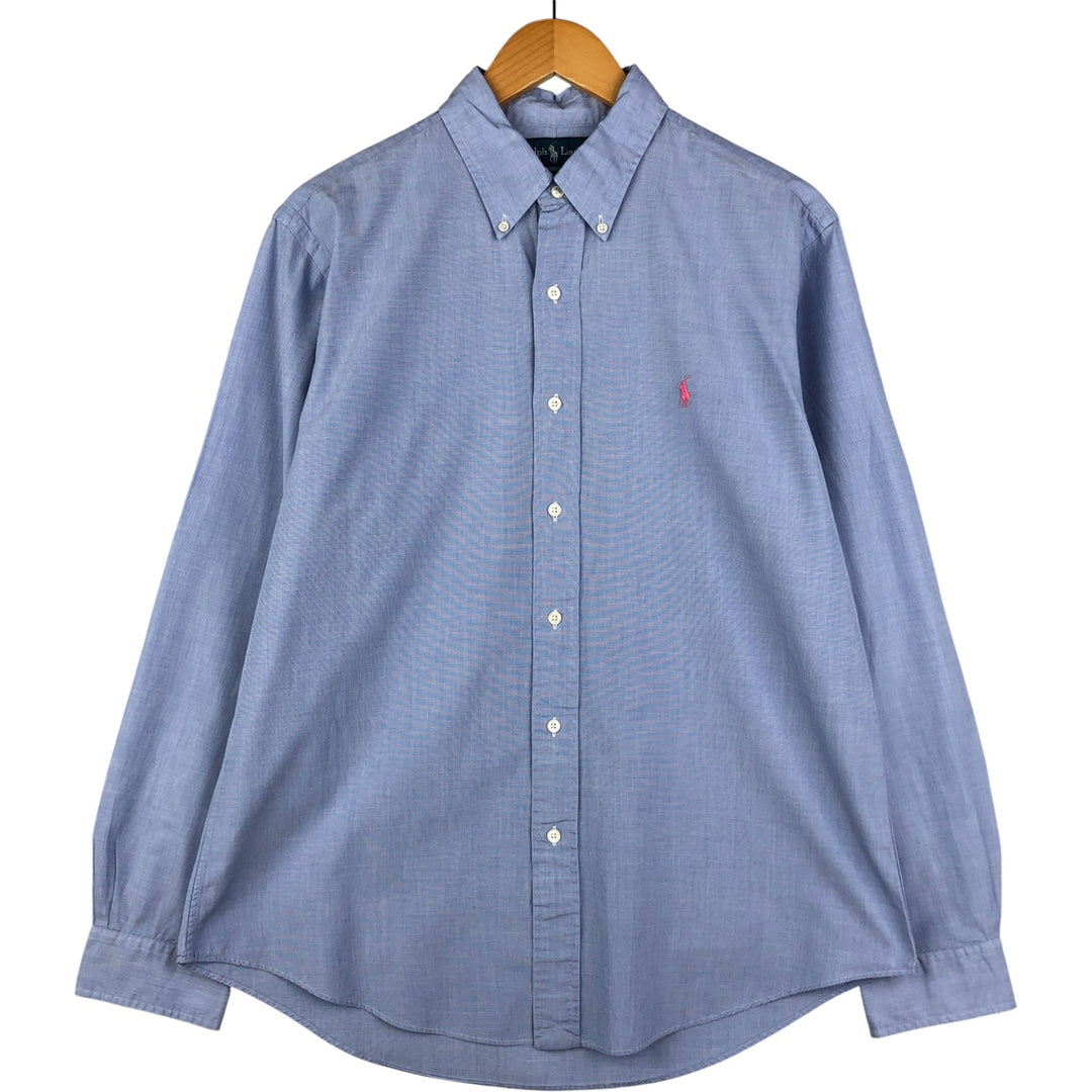 Ralph Lauren CUSTOM FIT long sleeve button down shirt, men's size L cotton Blue type light blue Vintage Second Hand