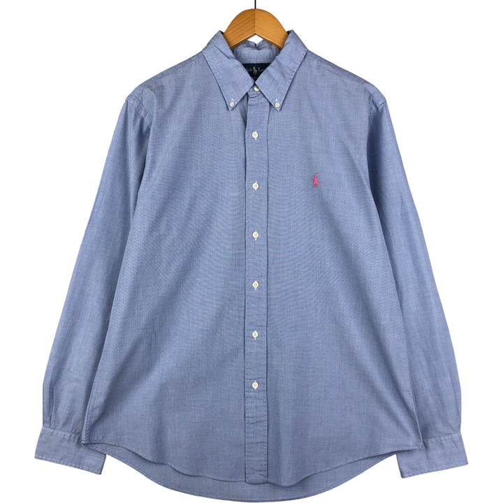 Ralph Lauren CUSTOM FIT long sleeve button down shirt, men's size L cotton Blue type light blue Vintage Second Hand