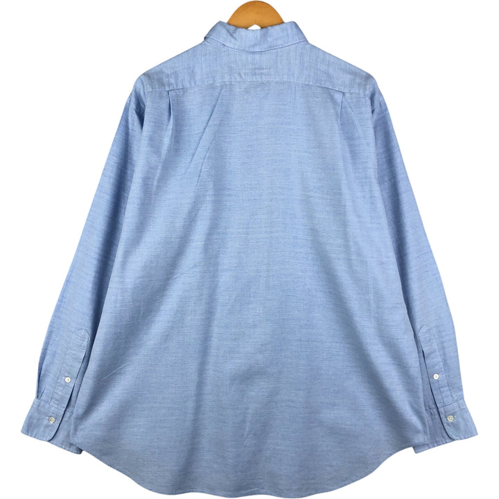 Ralph Lauren POLO by Ralph Lauren PHILIP wide collar herringbone long sleeve cotton shirt, men's size XL cotton Blue type light blue Vintage Second Hand