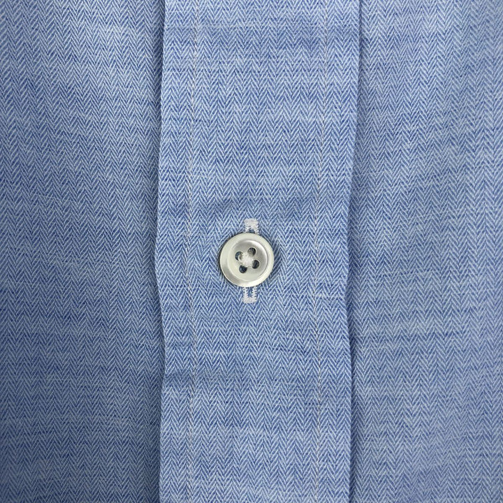 Ralph Lauren POLO by Ralph Lauren PHILIP wide collar herringbone long sleeve cotton shirt, men's size XL cotton Blue type light blue Vintage Second Hand