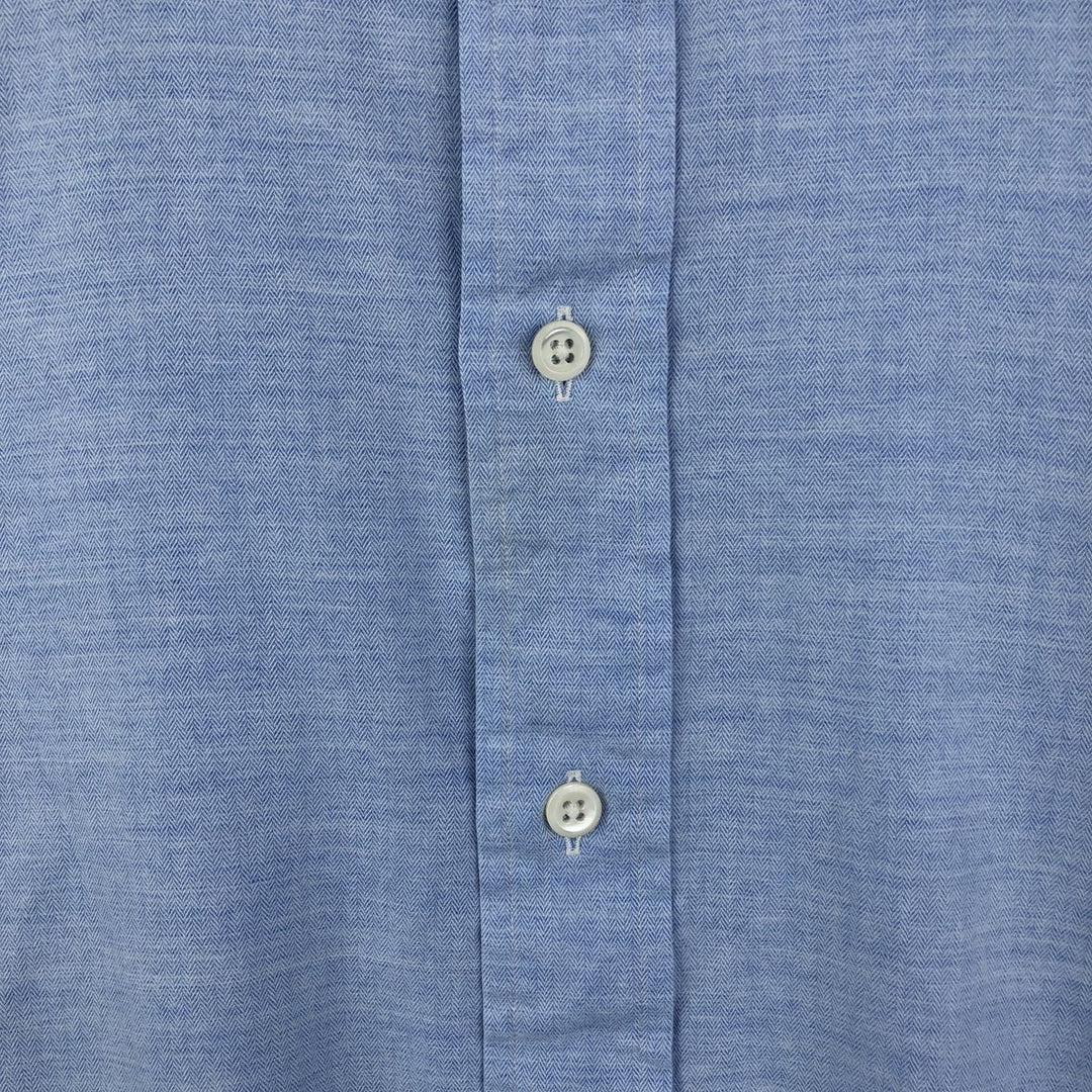 Ralph Lauren POLO by Ralph Lauren PHILIP wide collar herringbone long sleeve cotton shirt, men's size XL cotton Blue type light blue Vintage Second Hand