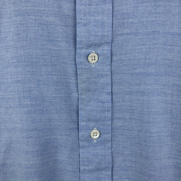 Ralph Lauren POLO by Ralph Lauren PHILIP wide collar herringbone long sleeve cotton shirt, men's size XL cotton Blue type light blue Vintage Second Hand