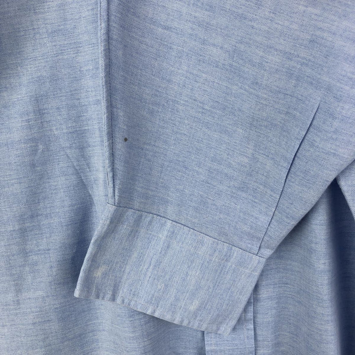 Ralph Lauren POLO by Ralph Lauren PHILIP wide collar herringbone long sleeve cotton shirt, men's size XL cotton Blue type light blue Vintage Second Hand