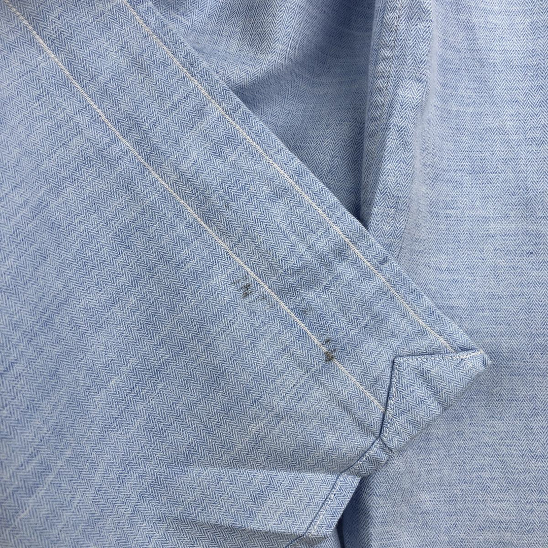 Ralph Lauren POLO by Ralph Lauren PHILIP wide collar herringbone long sleeve cotton shirt, men's size XL cotton Blue type light blue Vintage Second Hand