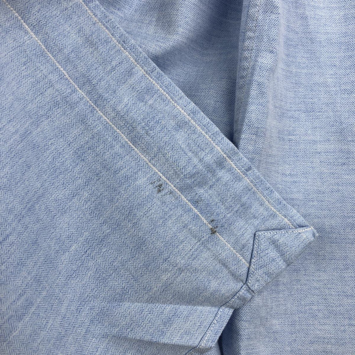 Ralph Lauren POLO by Ralph Lauren PHILIP wide collar herringbone long sleeve cotton shirt, men's size XL cotton Blue type light blue Vintage Second Hand