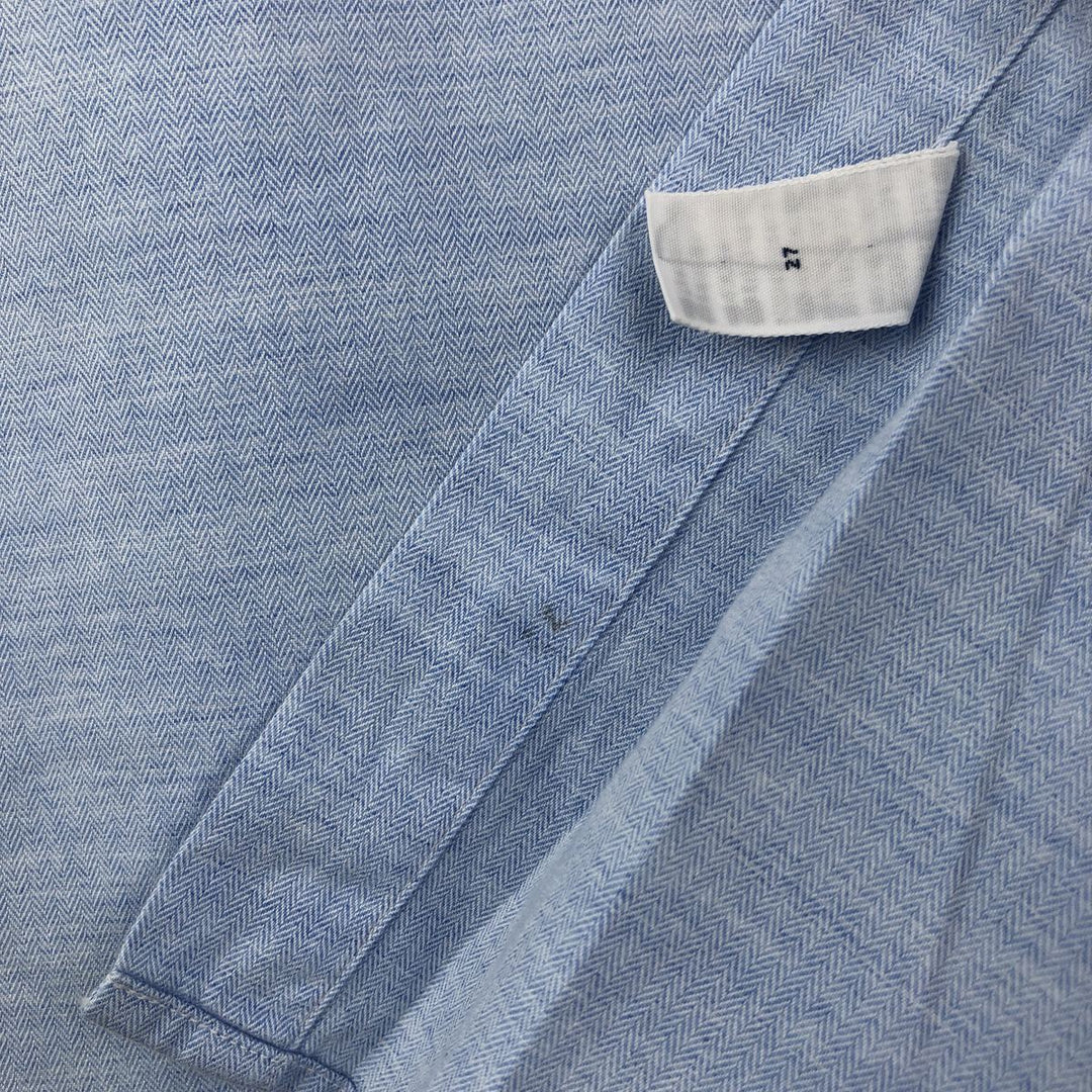 Ralph Lauren POLO by Ralph Lauren PHILIP wide collar herringbone long sleeve cotton shirt, men's size XL cotton Blue type light blue Vintage Second Hand