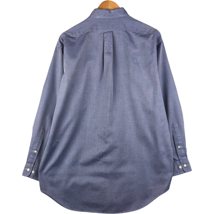 Ralph Lauren YARMOUTH herringbone long-sleeved button-down shirt, men's size L cotton navy blue type Vintage Second Hand