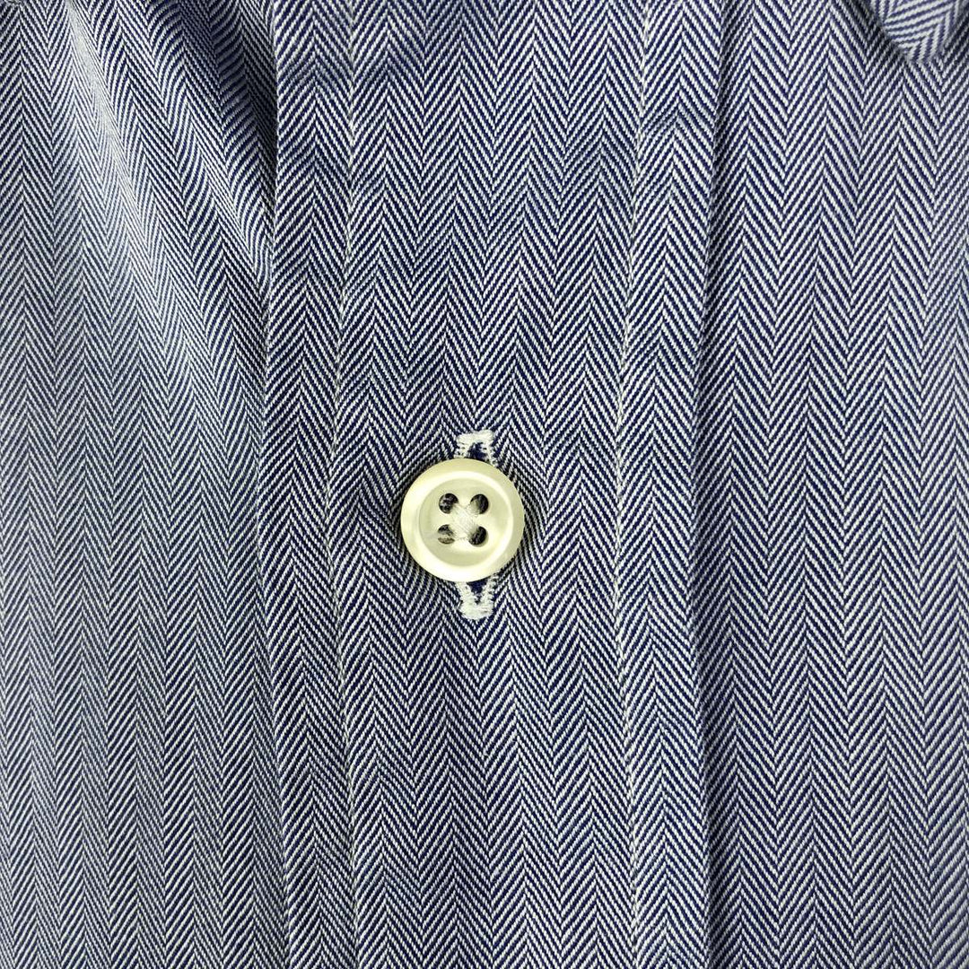 Ralph Lauren YARMOUTH herringbone long-sleeved button-down shirt, men's size L cotton navy blue type Vintage Second Hand