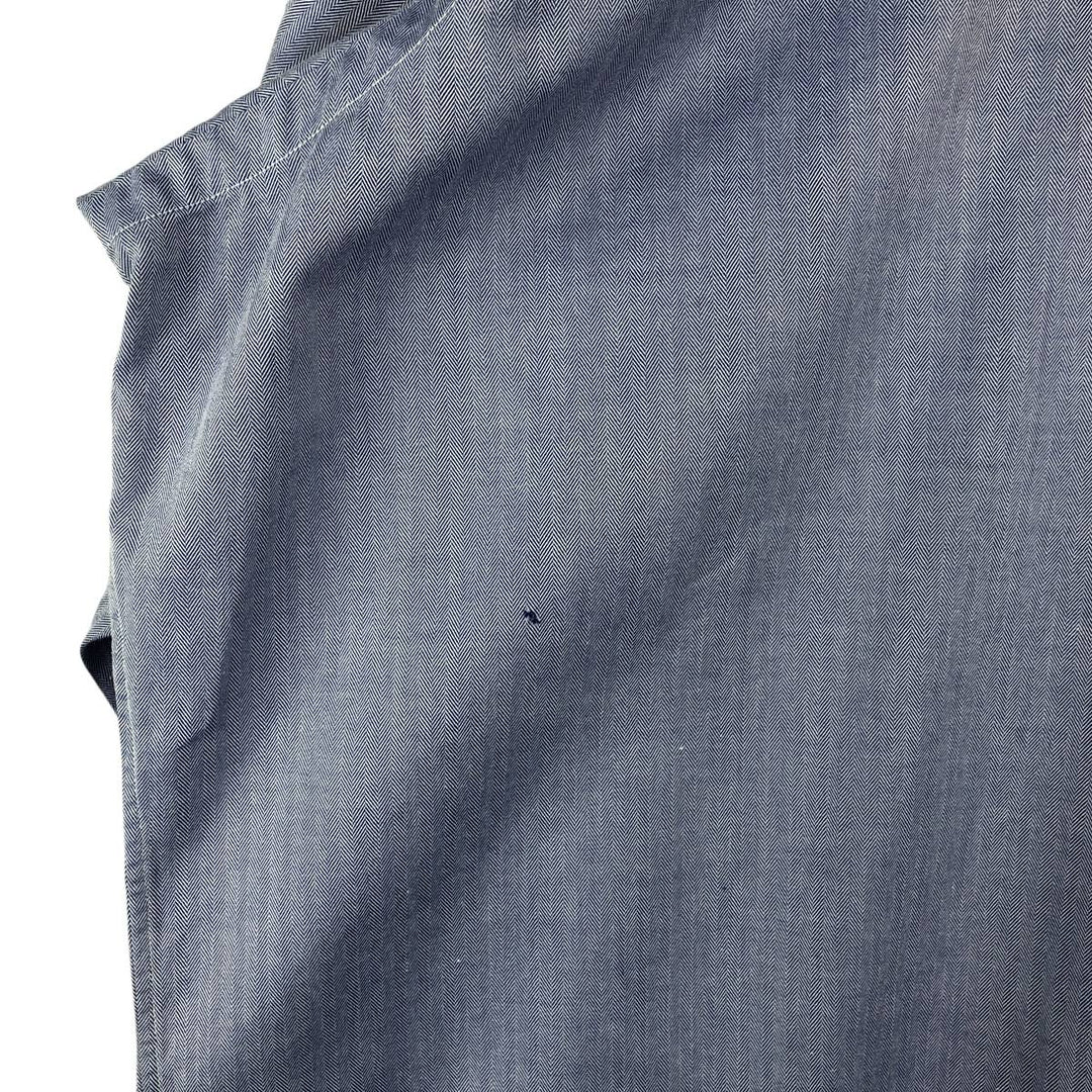 Ralph Lauren YARMOUTH herringbone long-sleeved button-down shirt, men's size L cotton navy blue type Vintage Second Hand