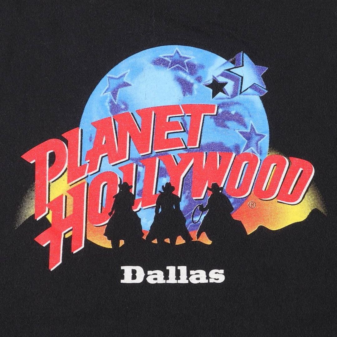 PLANET HOLLYWOOD Advertising T-Shirt, Made in USA, Men's Size L cotton black type Vintage Second Hand