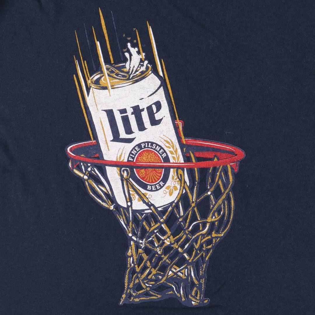 DIST RICT MILLER LITE BEER Miller Lite Beer Advertising T-Shirt Men's XL cotton navy blue type Vintage Second Hand