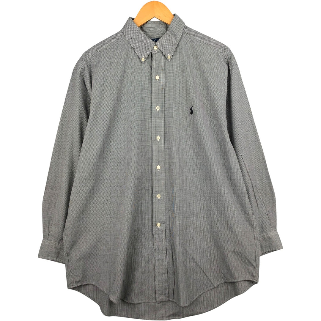 Ralph Lauren YARMOUTH Long Sleeve Button-Down Check Shirt, Men's Size L cotton white type Vintage Second Hand