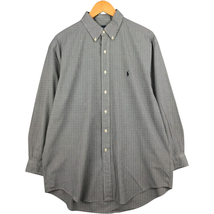 Ralph Lauren YARMOUTH Long Sleeve Button-Down Check Shirt, Men's Size L cotton white type Vintage Second Hand