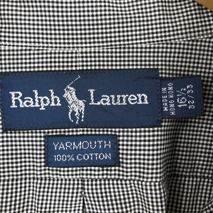 Ralph Lauren YARMOUTH Long Sleeve Button-Down Check Shirt, Men's Size L cotton white type Vintage Second Hand