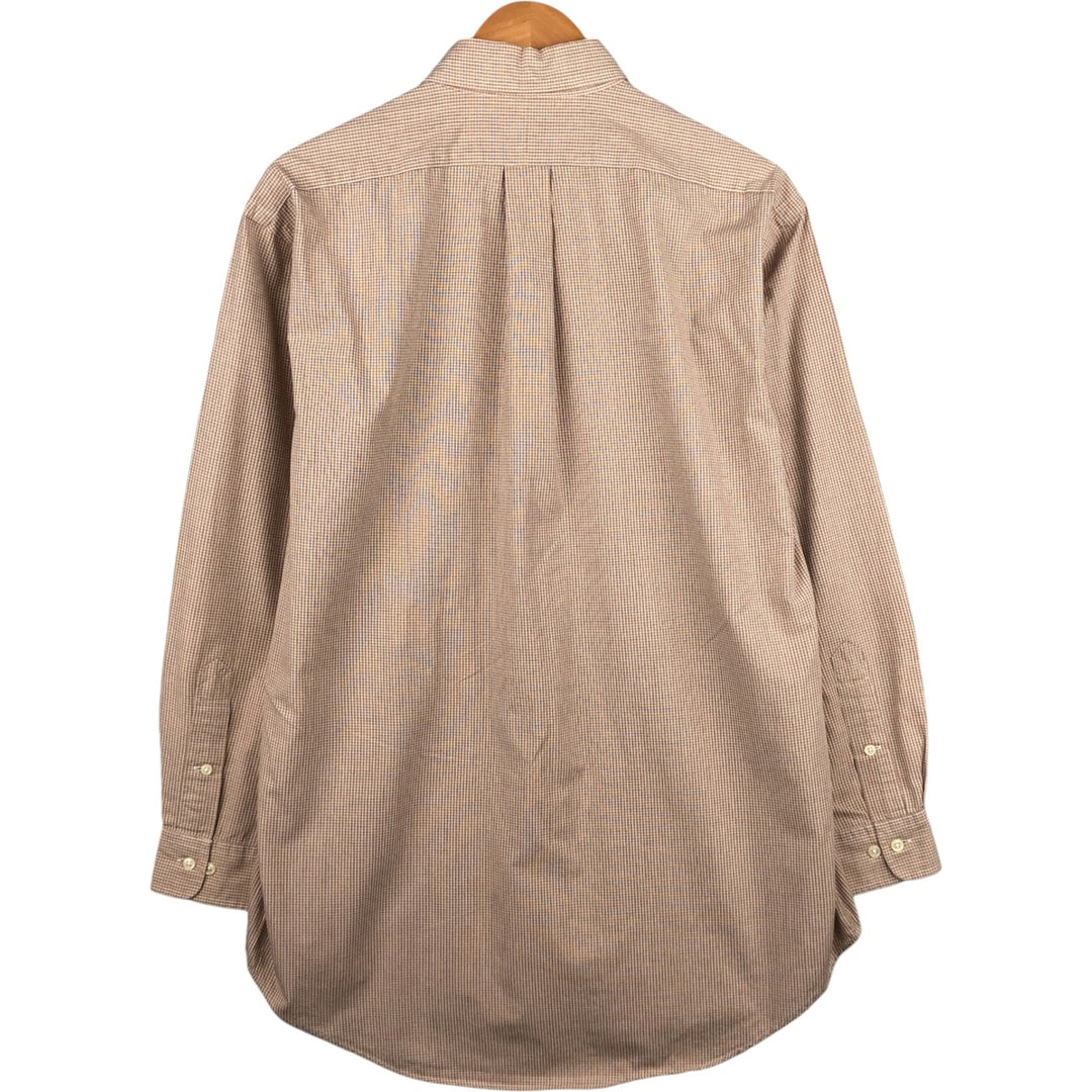 Ralph Lauren YARMOUTH Long Sleeve Button-Down Check Shirt, Men's Size M cotton ivory Vintage Second Hand