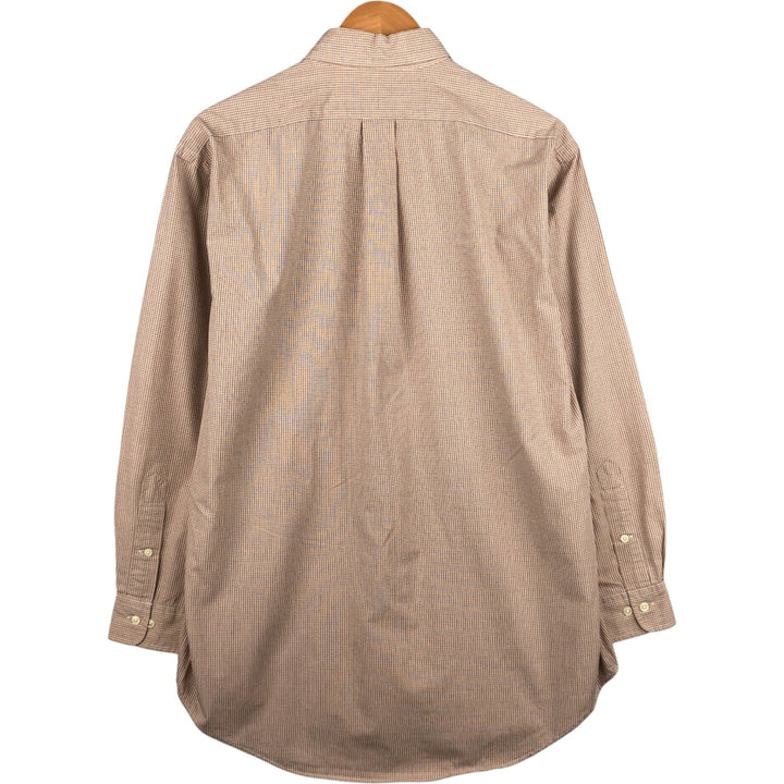 Ralph Lauren YARMOUTH Long Sleeve Button-Down Check Shirt, Men's Size M cotton ivory Vintage Second Hand