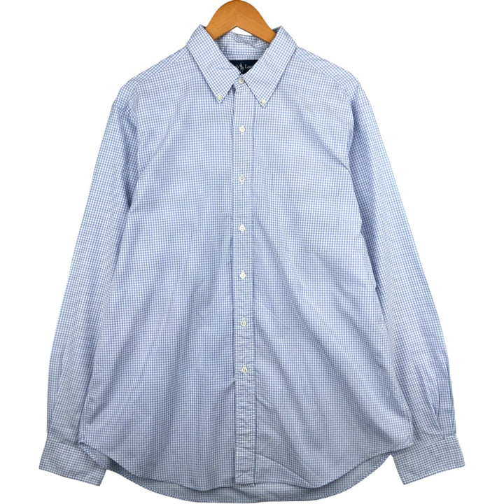 Ralph Lauren Classic Fit Gingham Check Long Sleeve Button-Down Check Shirt, Men's Size XL cotton white type Vintage Second Hand