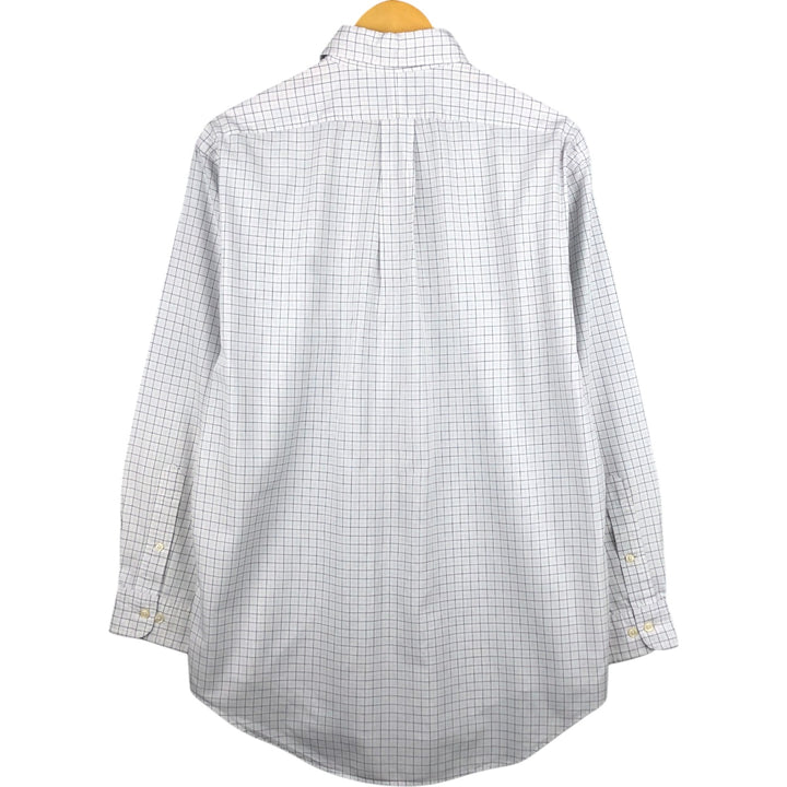 Ralph Lauren YARMOUTH long-sleeved pinhole collar cotton check shirt, men's size M cotton white type Vintage Second Hand