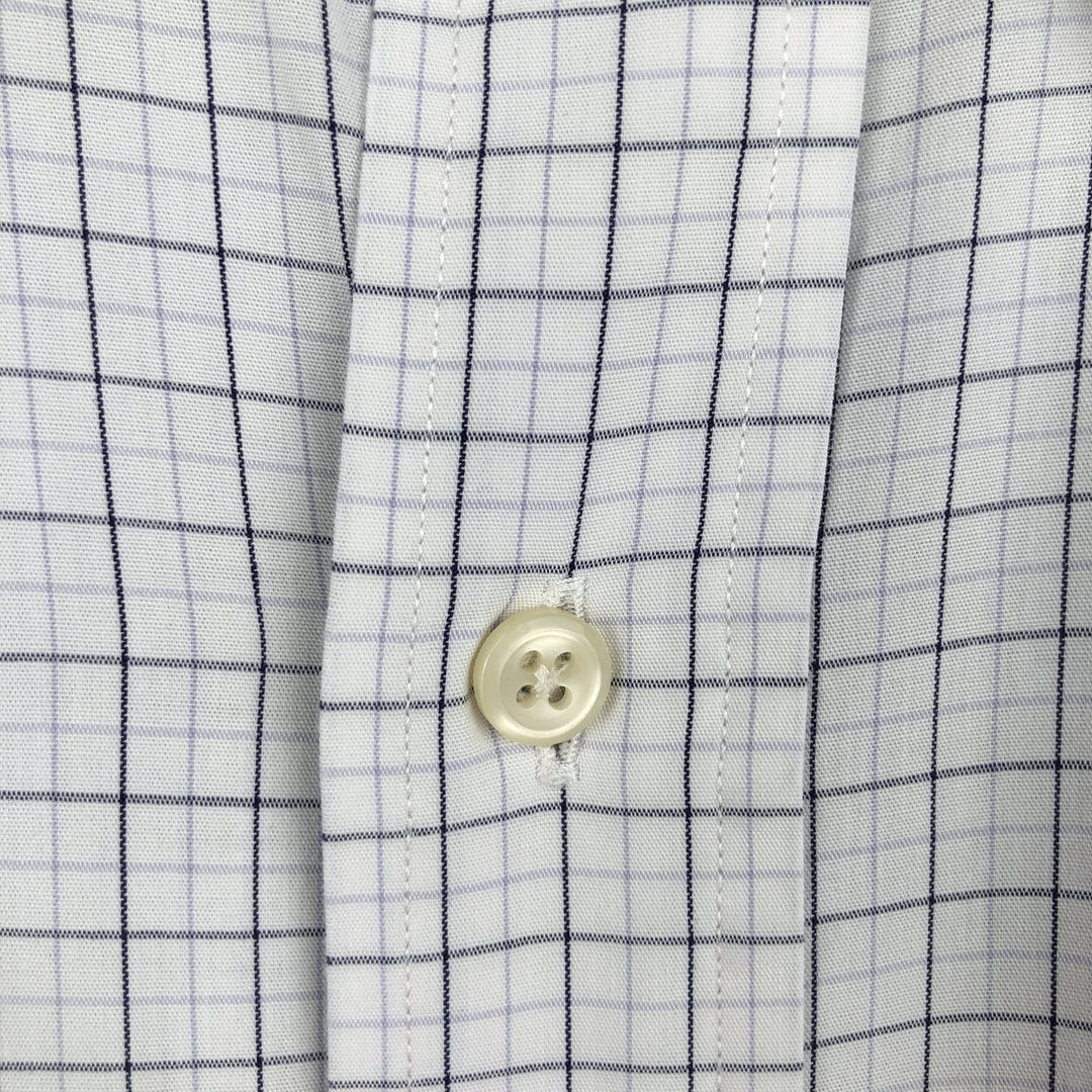 Ralph Lauren YARMOUTH long-sleeved pinhole collar cotton check shirt, men's size M cotton white type Vintage Second Hand