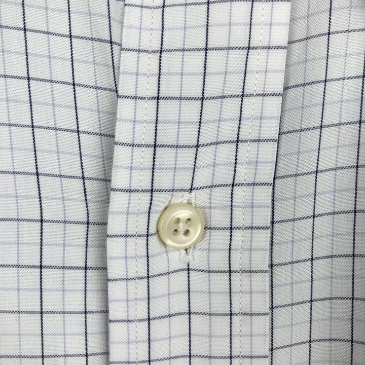 Ralph Lauren YARMOUTH long-sleeved pinhole collar cotton check shirt, men's size M cotton white type Vintage Second Hand