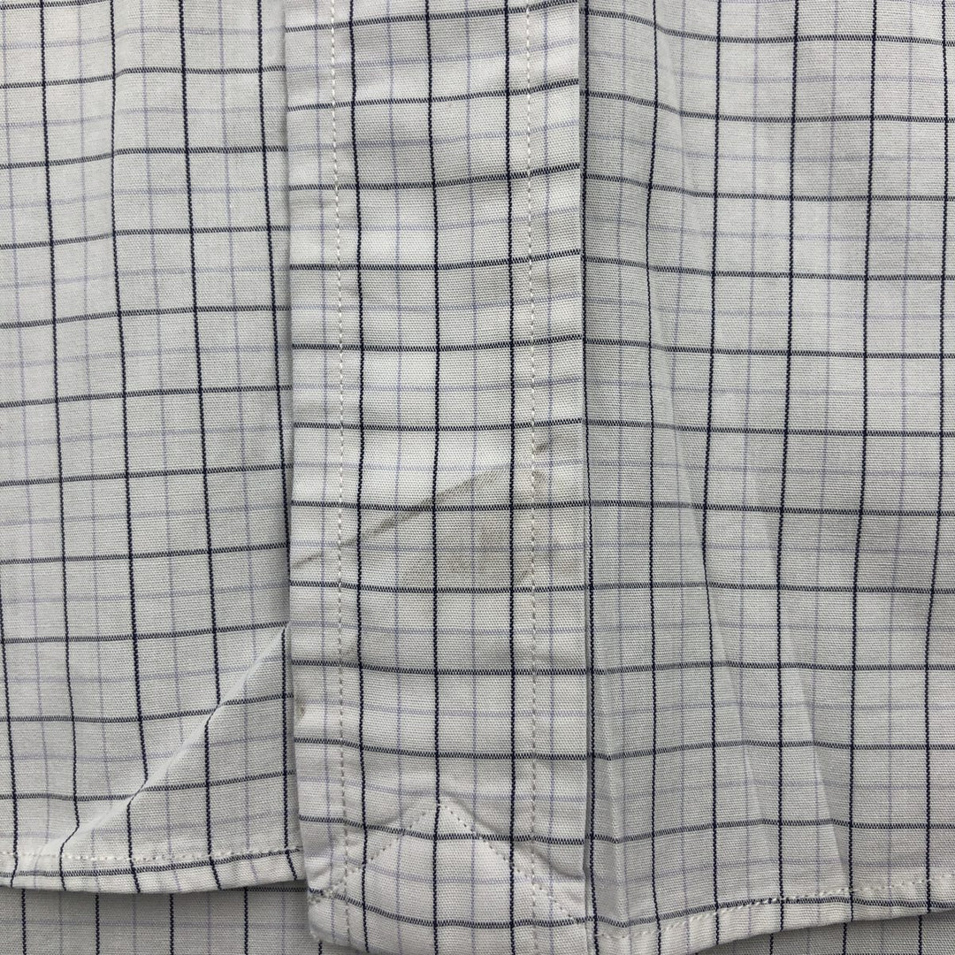 Ralph Lauren YARMOUTH long-sleeved pinhole collar cotton check shirt, men's size M cotton white type Vintage Second Hand