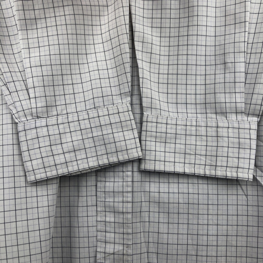 Ralph Lauren YARMOUTH long-sleeved pinhole collar cotton check shirt, men's size M cotton white type Vintage Second Hand