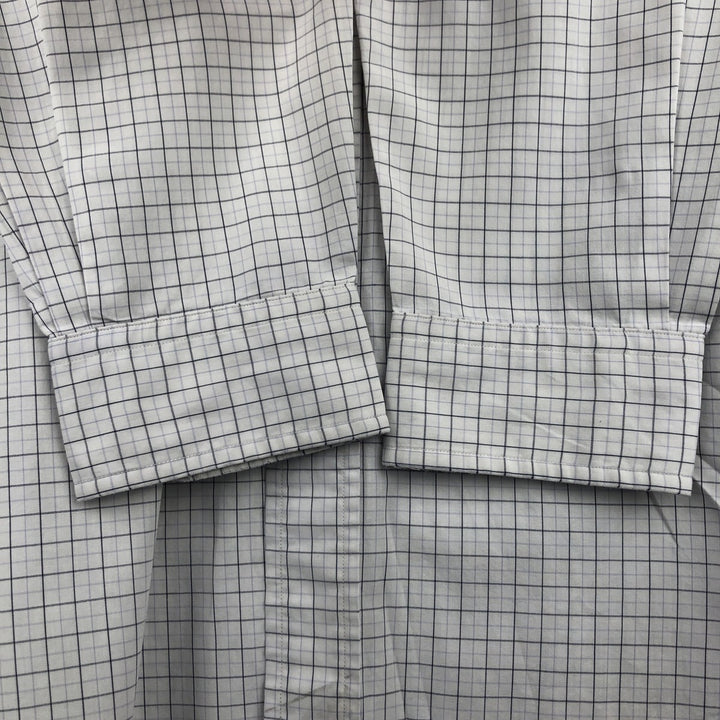 Ralph Lauren YARMOUTH long-sleeved pinhole collar cotton check shirt, men's size M cotton white type Vintage Second Hand