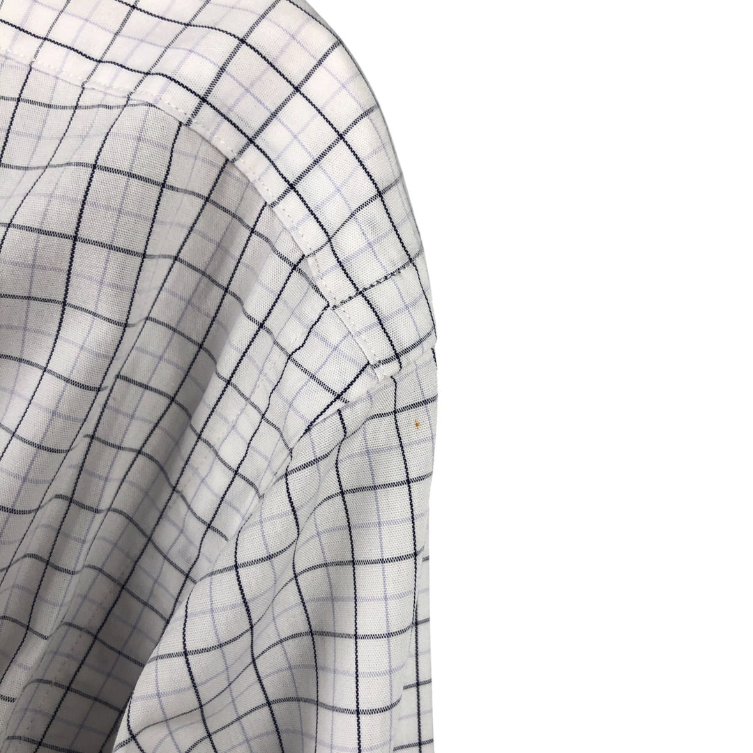 Ralph Lauren YARMOUTH long-sleeved pinhole collar cotton check shirt, men's size M cotton white type Vintage Second Hand