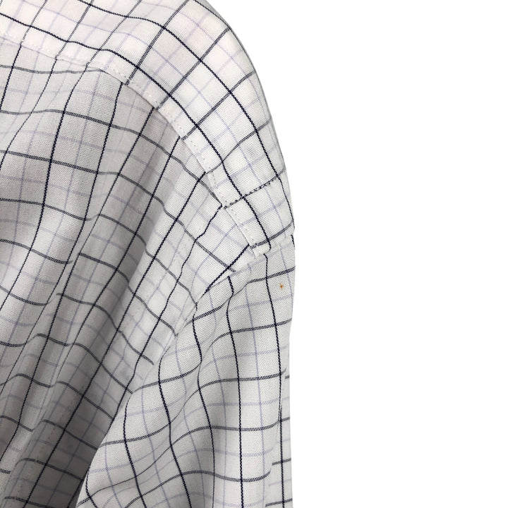Ralph Lauren YARMOUTH long-sleeved pinhole collar cotton check shirt, men's size M cotton white type Vintage Second Hand