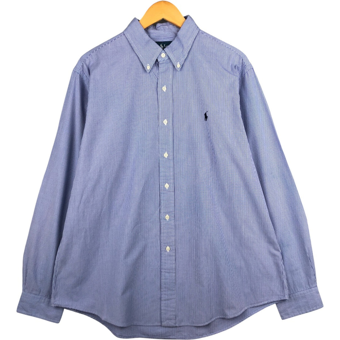 Ralph Lauren CUSTOM FIT long sleeve button down check shirt men's XL size cotton blue type Vintage Second Hand