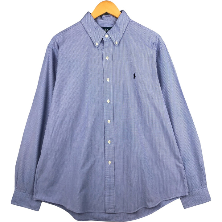 Ralph Lauren CUSTOM FIT long sleeve button down check shirt men's XL size cotton blue type Vintage Second Hand