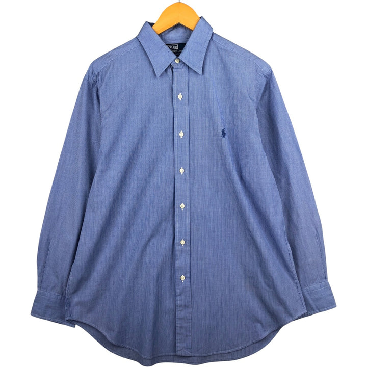 Ralph Lauren Andrew long sleeve cotton check shirt, men's size L cotton blue type Vintage Second Hand