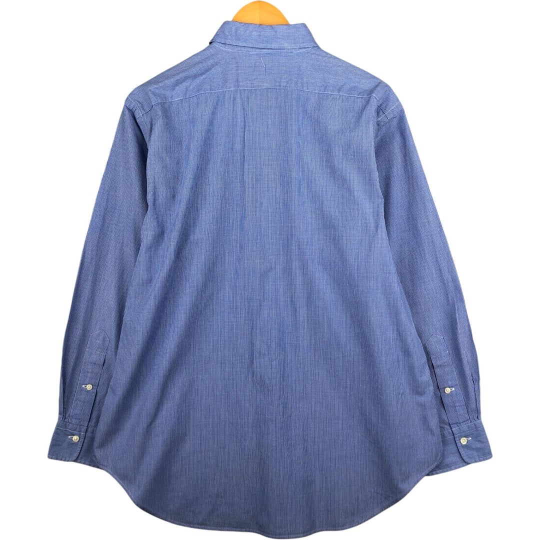 Ralph Lauren Andrew long sleeve cotton check shirt, men's size L cotton blue type Vintage Second Hand