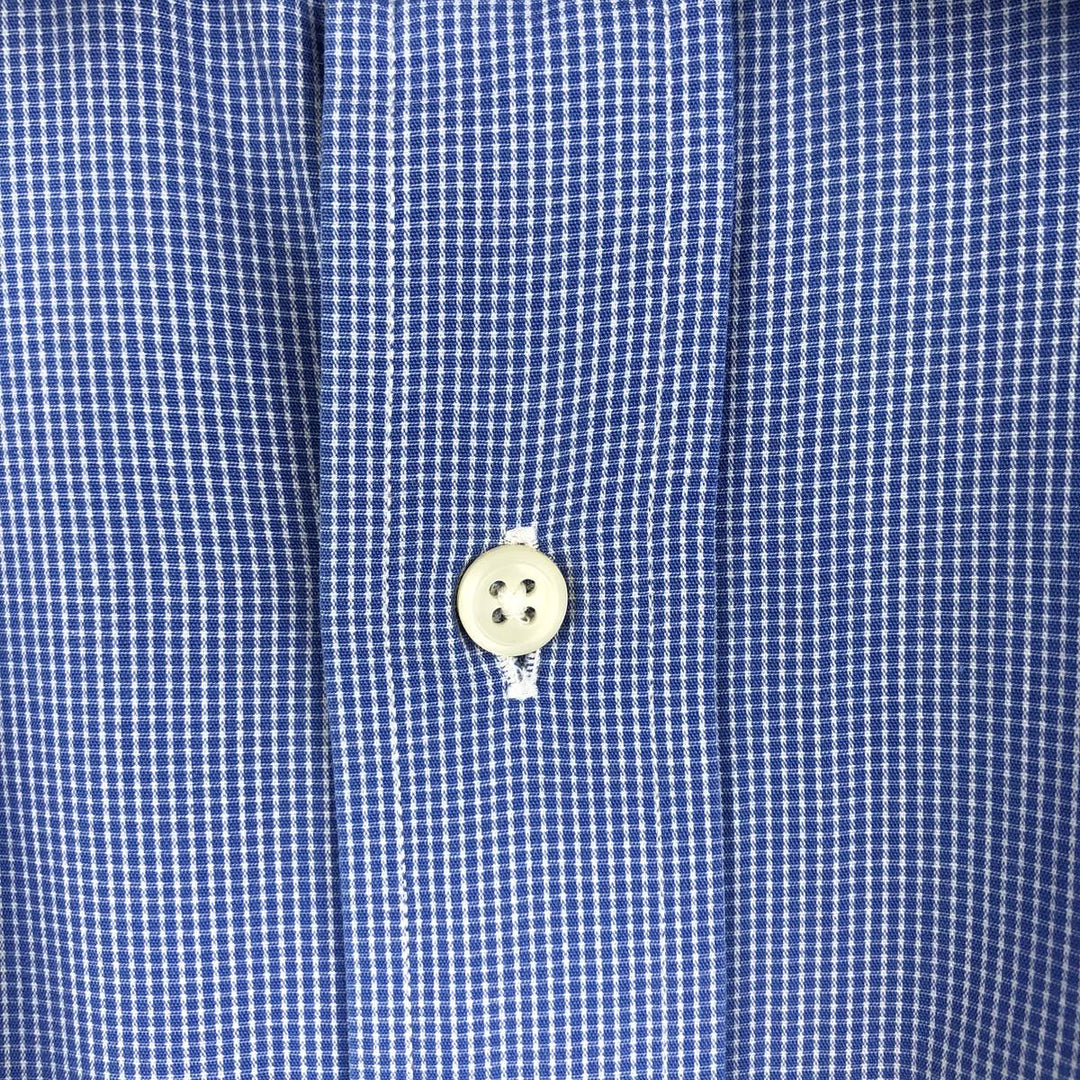 Ralph Lauren Andrew long sleeve cotton check shirt, men's size L cotton blue type Vintage Second Hand