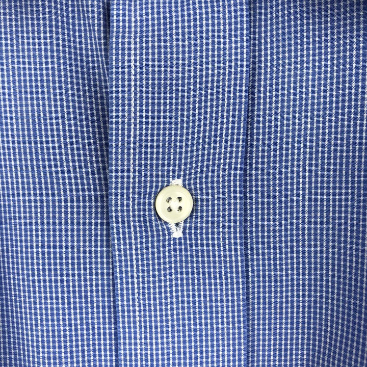 Ralph Lauren Andrew long sleeve cotton check shirt, men's size L cotton blue type Vintage Second Hand
