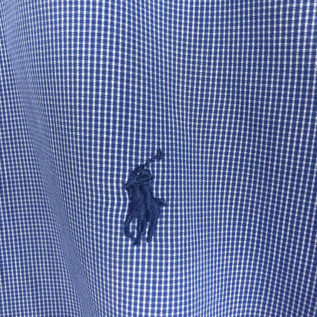 Ralph Lauren Andrew long sleeve cotton check shirt, men's size L cotton blue type Vintage Second Hand