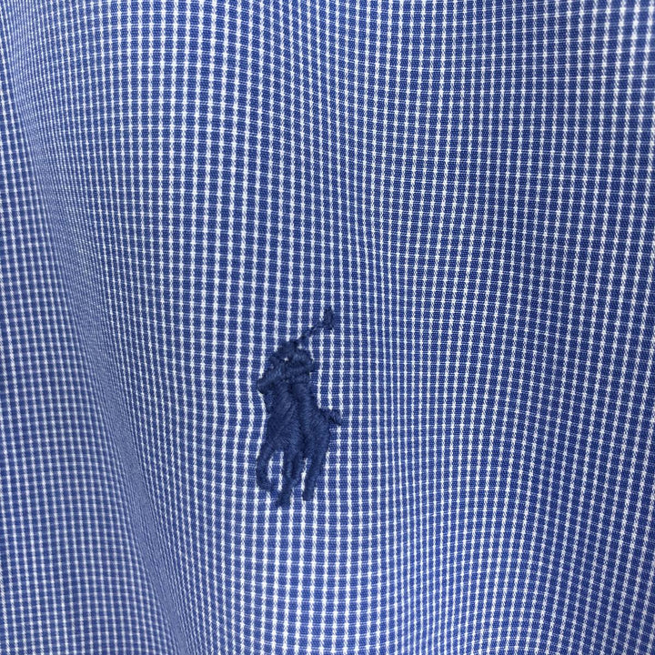Ralph Lauren Andrew long sleeve cotton check shirt, men's size L cotton blue type Vintage Second Hand